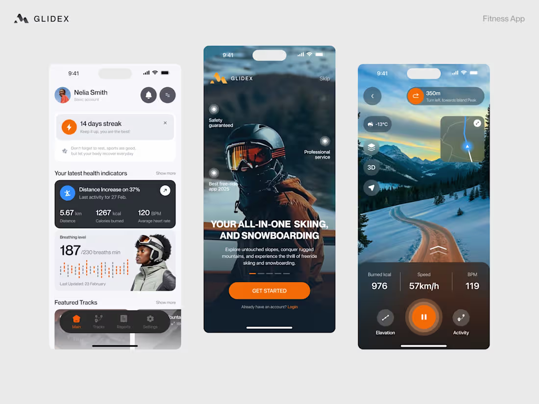 Cover image for GLIDEX – Concept UI for Winter Sports App ❄️📱