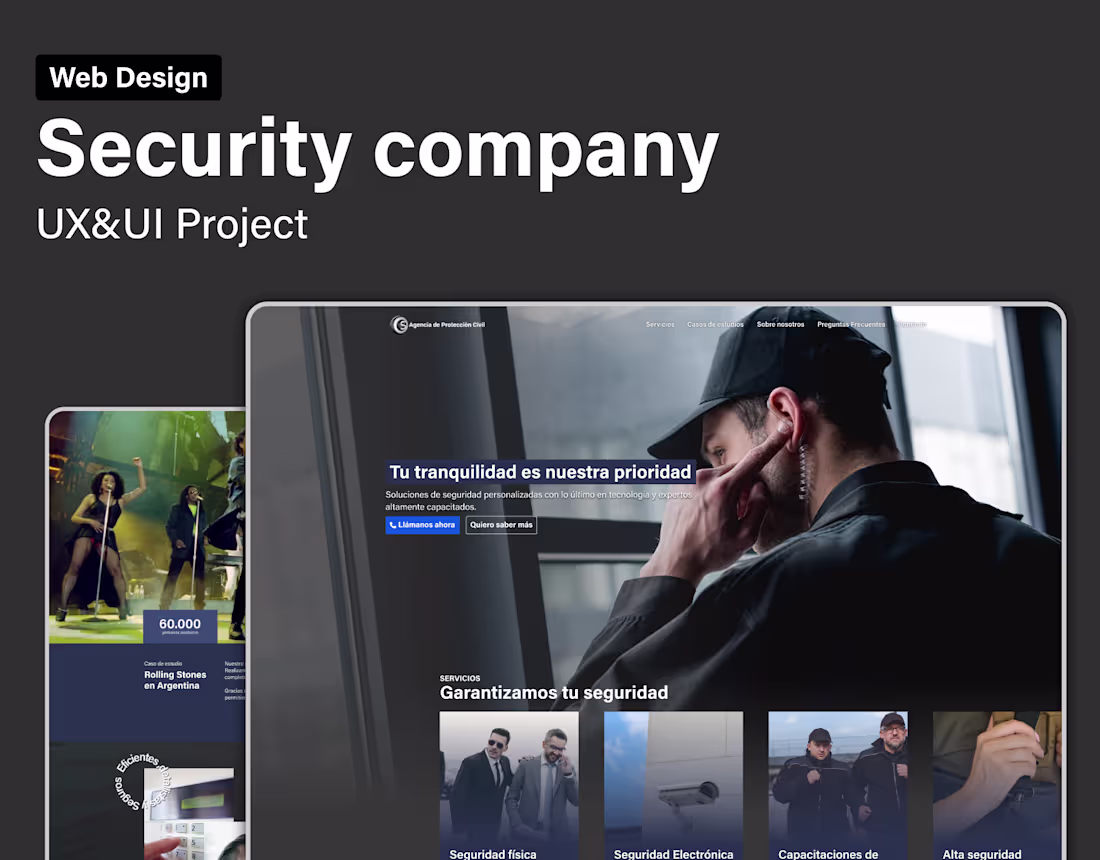 Cover image for UX/UI Design for a Security Company - Landing Page