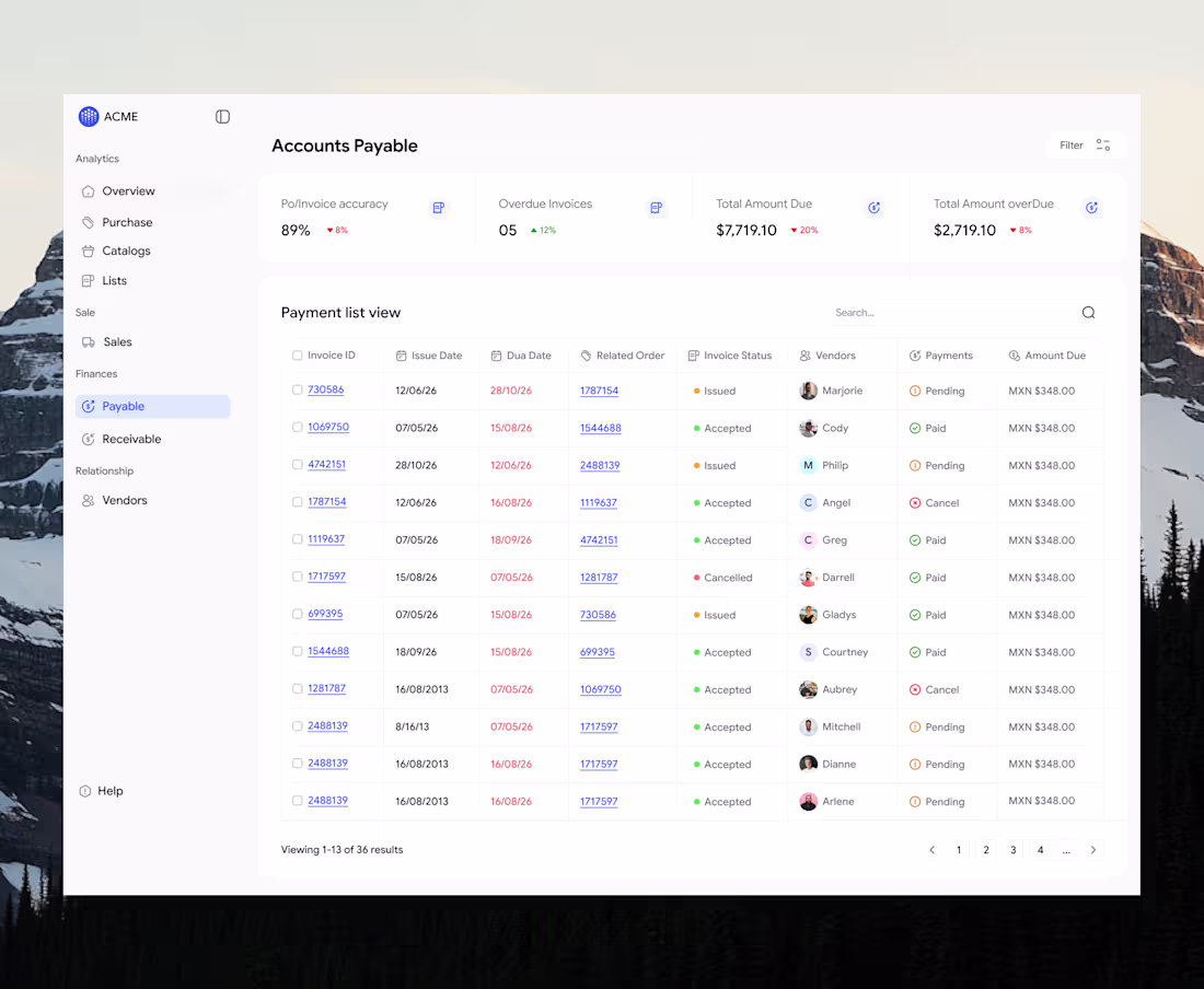 Cover image for Designed an Accounts Payable dashboard