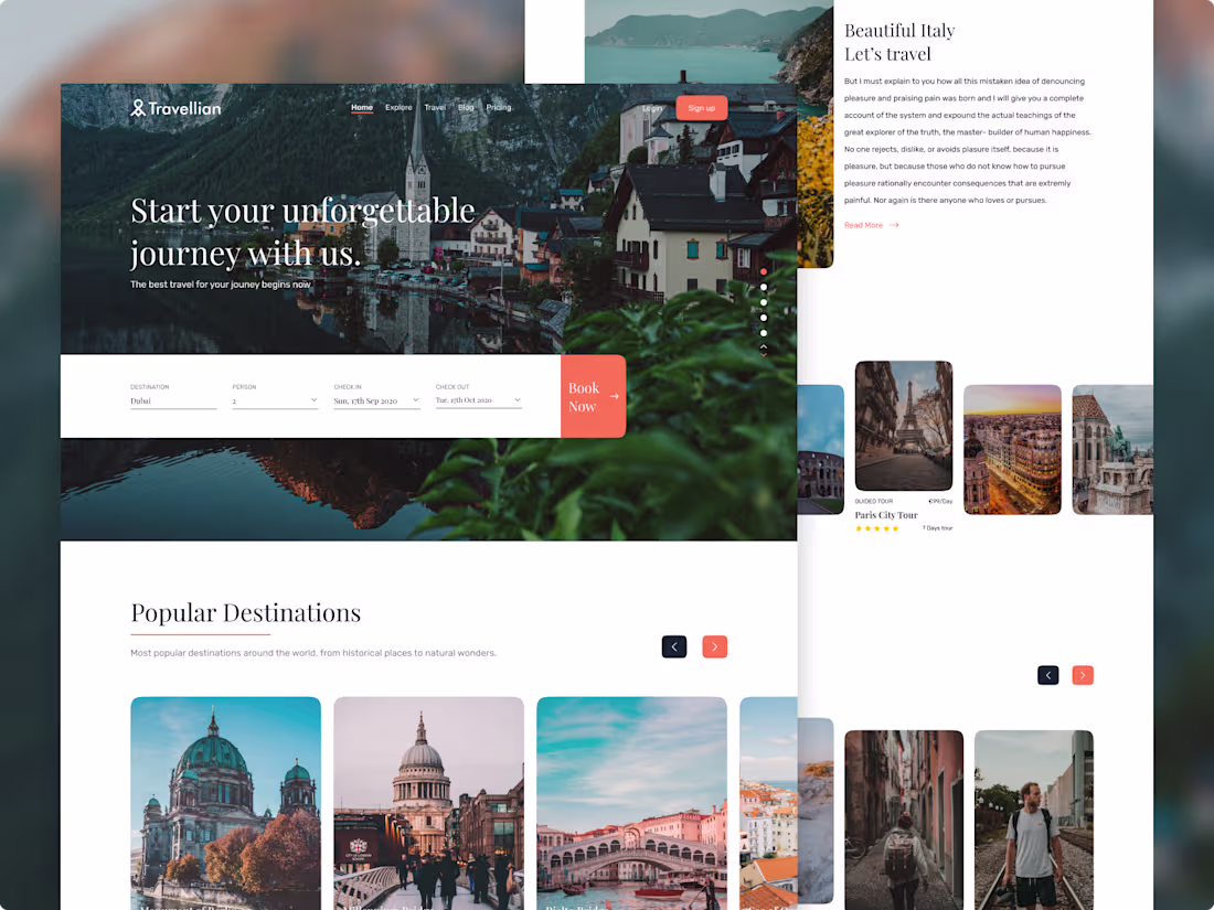 Cover image for Travellian - Travel Agency Website | UX/UI Design