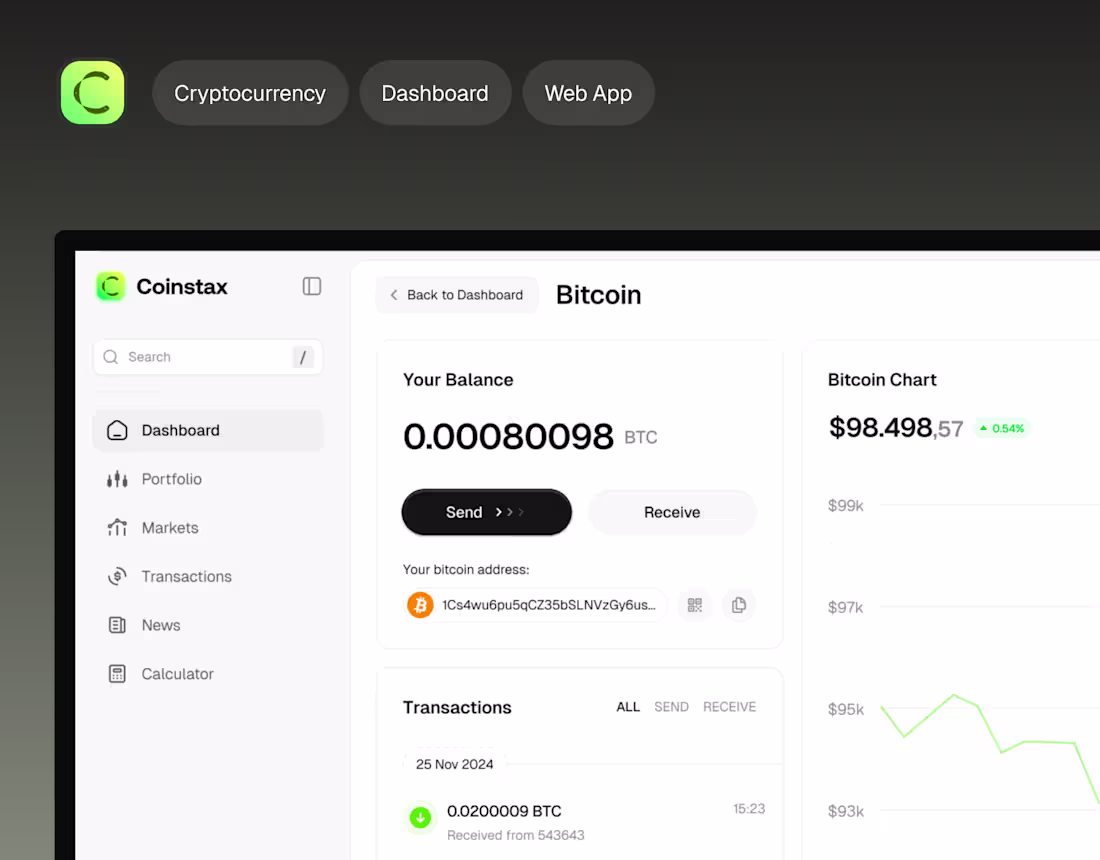 Cover image for Coinstax - Crypto Dashboard