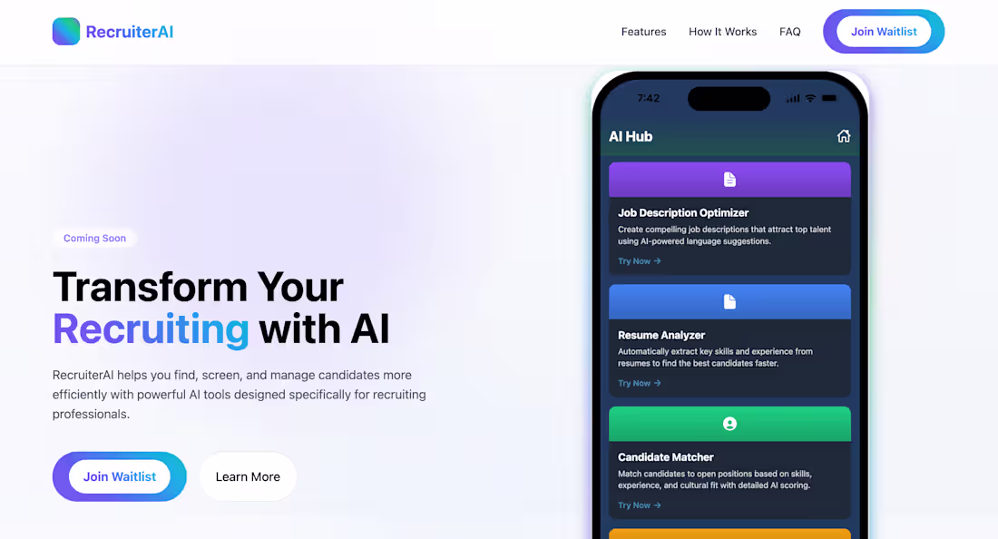 Cover image for RecruiterAI — A Fully Synced Recruiting Platform (iOS + Web)...