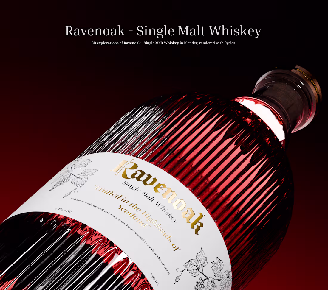 Cover image for Revenoak Whiskey: Distilling Bold 3D Elegance