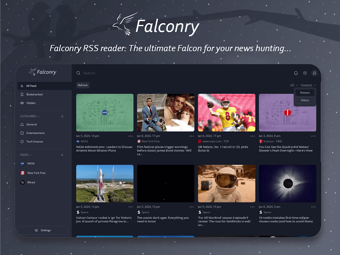 Cover image for Falconry - RSS Reader