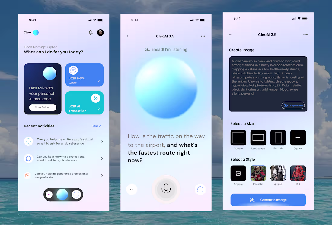 Cover image for AI Assistant Mobile UI 🚀
Designed