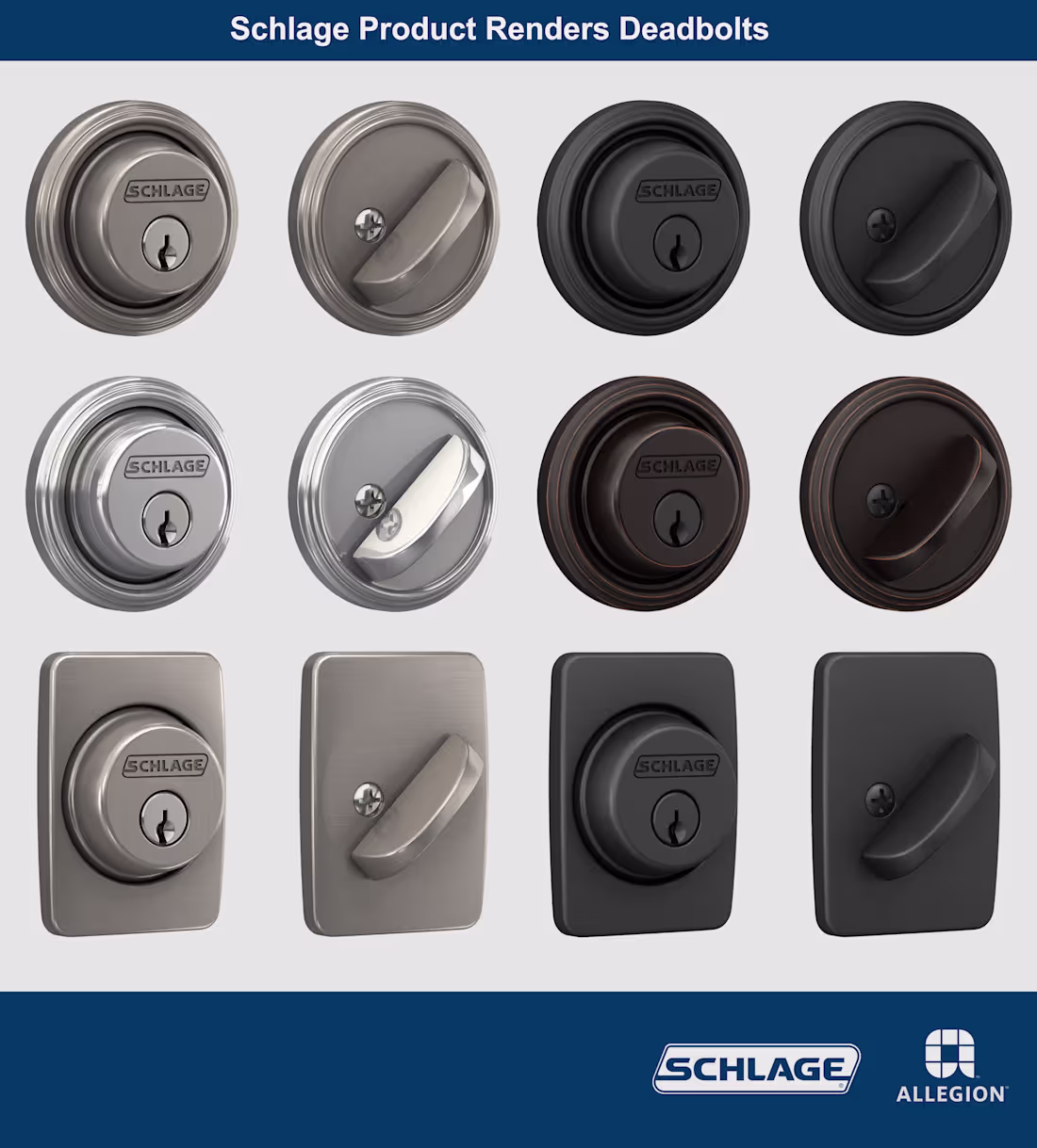 Cover image for Schlage Residential Product Renders Deadbolts/Handlesets/Levers