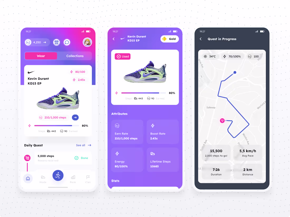 Cover image for MOVENS Move to Earn Mobile App UI