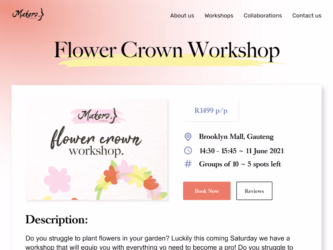 Cover image for Makers Workshops website design