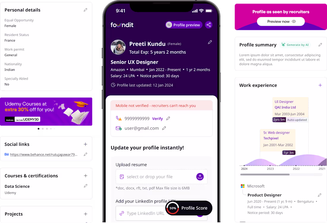 Cover image for Revamping the User Profile Experience at Foundit