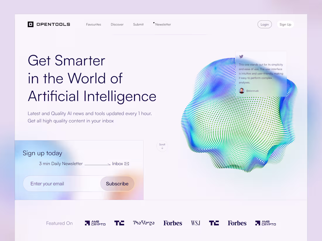 Cover image for Opentools Newsletter Landing Page UI