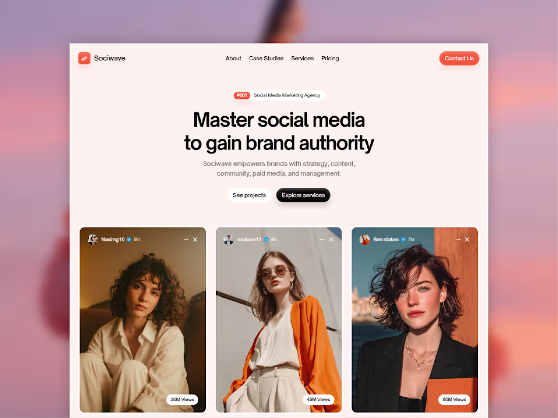 Cover image for Hero section from the next Social Media Marketing Agency #fr...