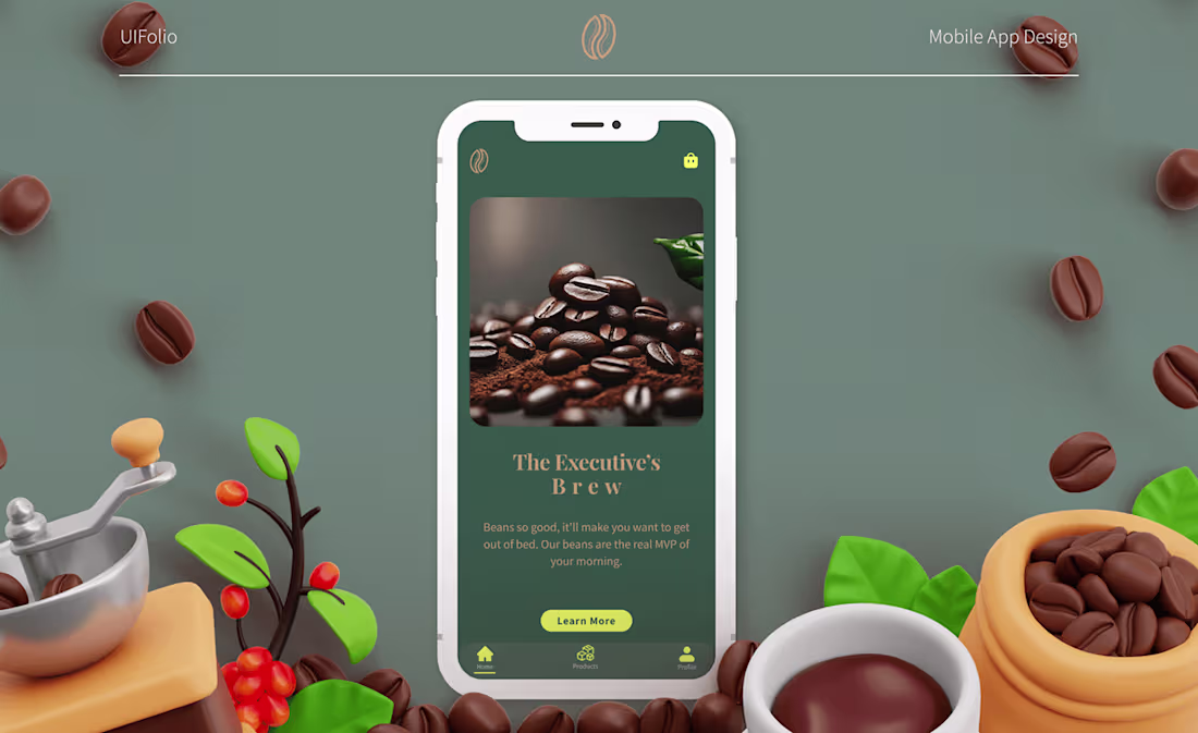 Cover image for The Executive's Brew Mobile App Design :: Behance