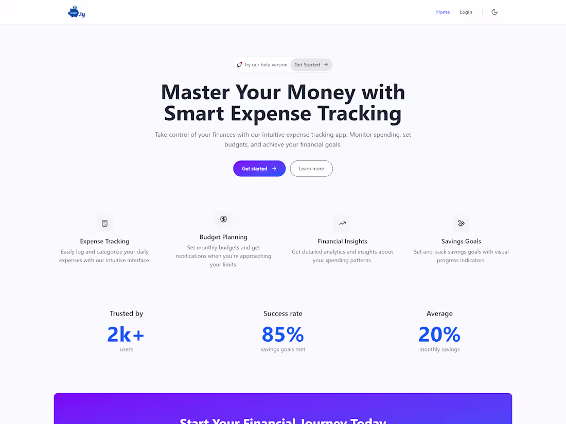 Cover image for Responsive Landing Page for a Modern Budgeting App