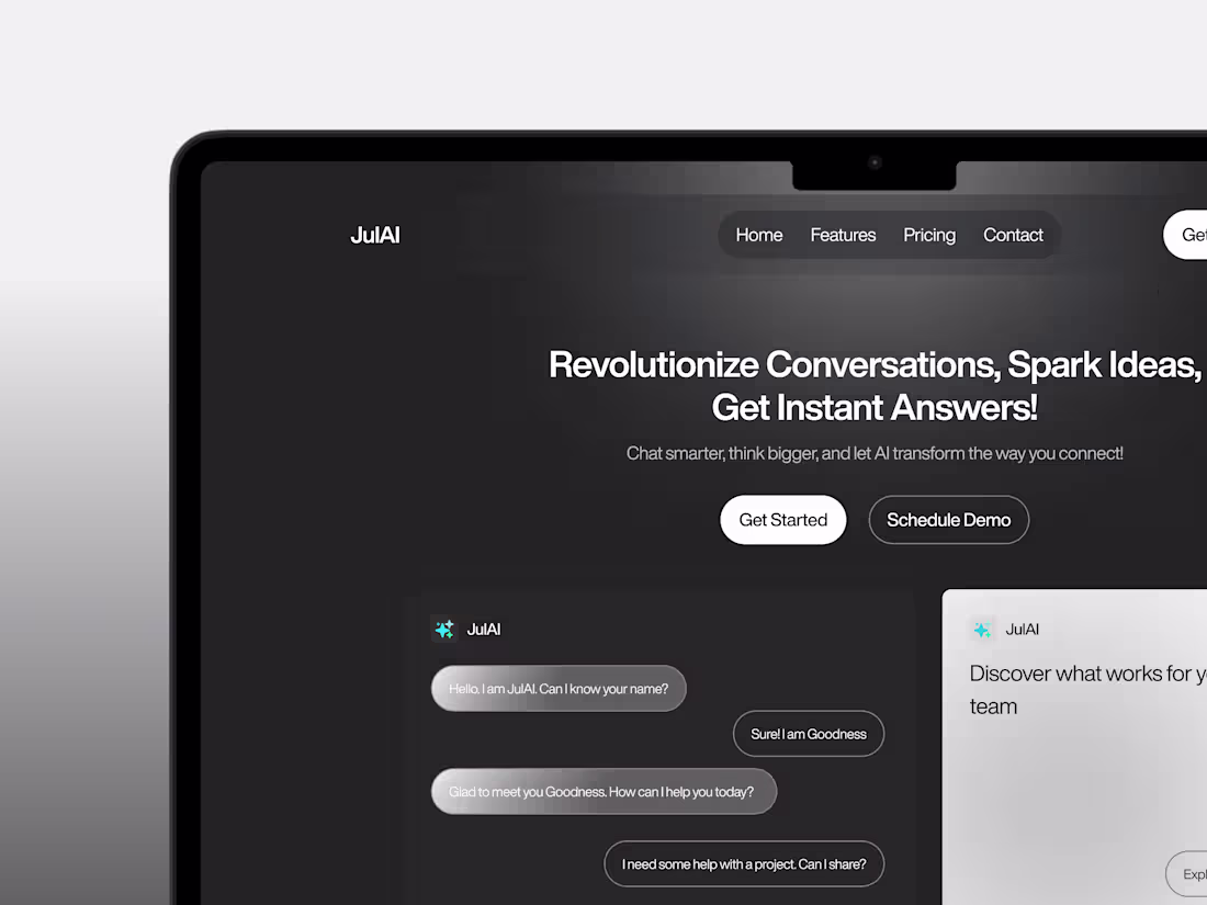 Cover image for JulAI: AI Chatbot Landing Page UI