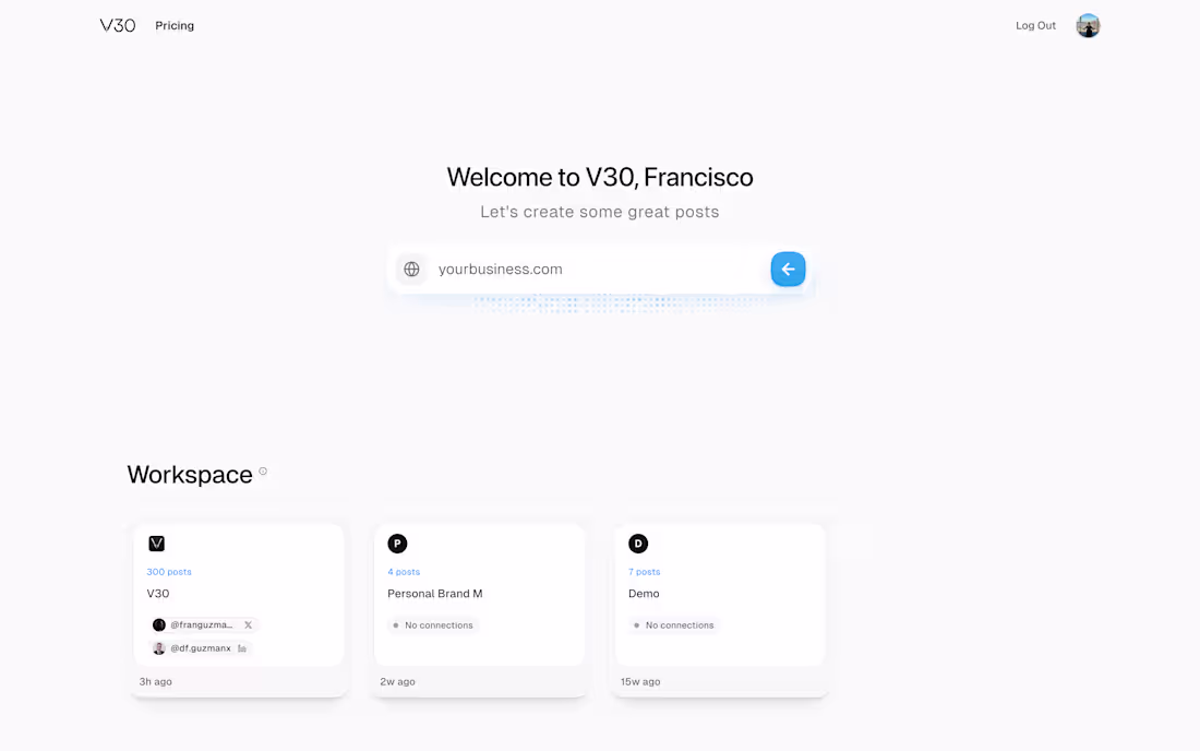Cover image for V30.ai (https://V30.ai) home screen