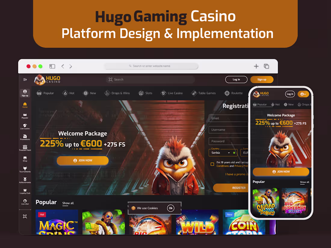 Cover image for HugoGaming Online iGaming UI/UX Design