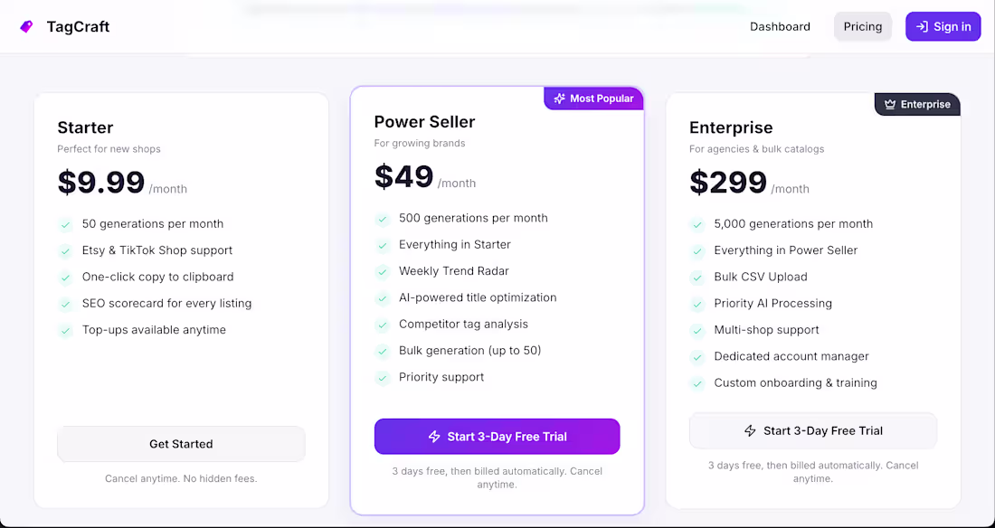 Cover image for A pricing page for my