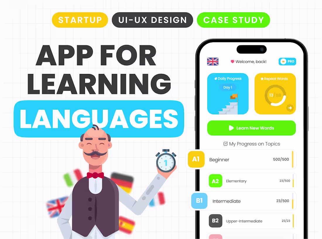 Cover image for Language Learning Mobile App Design | Minute Academy :: Behance