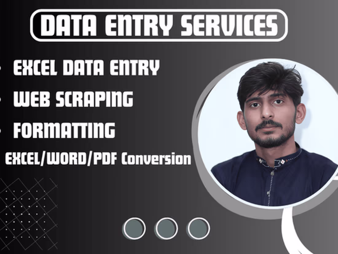 Cover image for I will do Excel data entry, web Scraping and Data Formatting