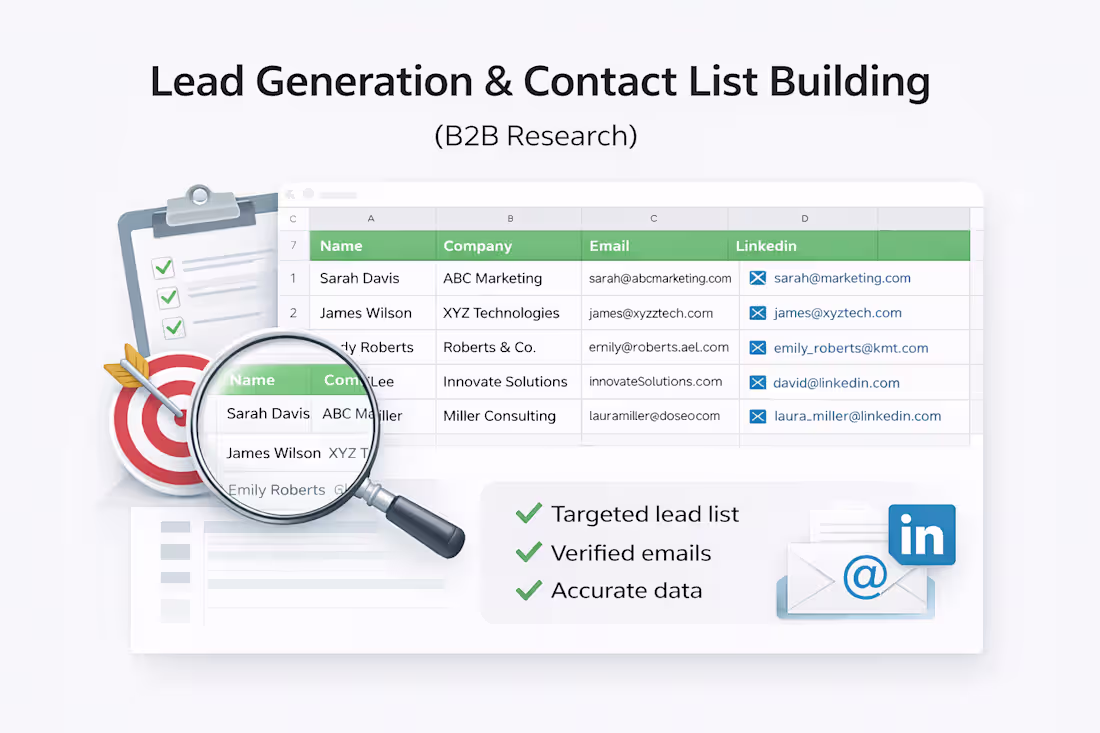 Cover image for Lead Generation & Contact List Building (B2B Research)