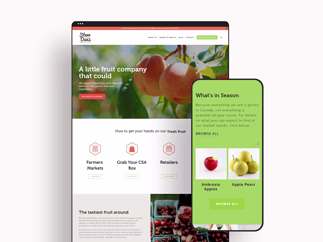 Cover image for Steve & Dan's Fresh BC Fruit Squarespace Website