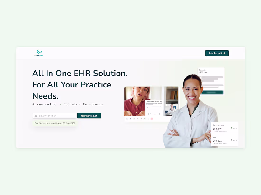 Cover image for WithinEHR Landing Page Design