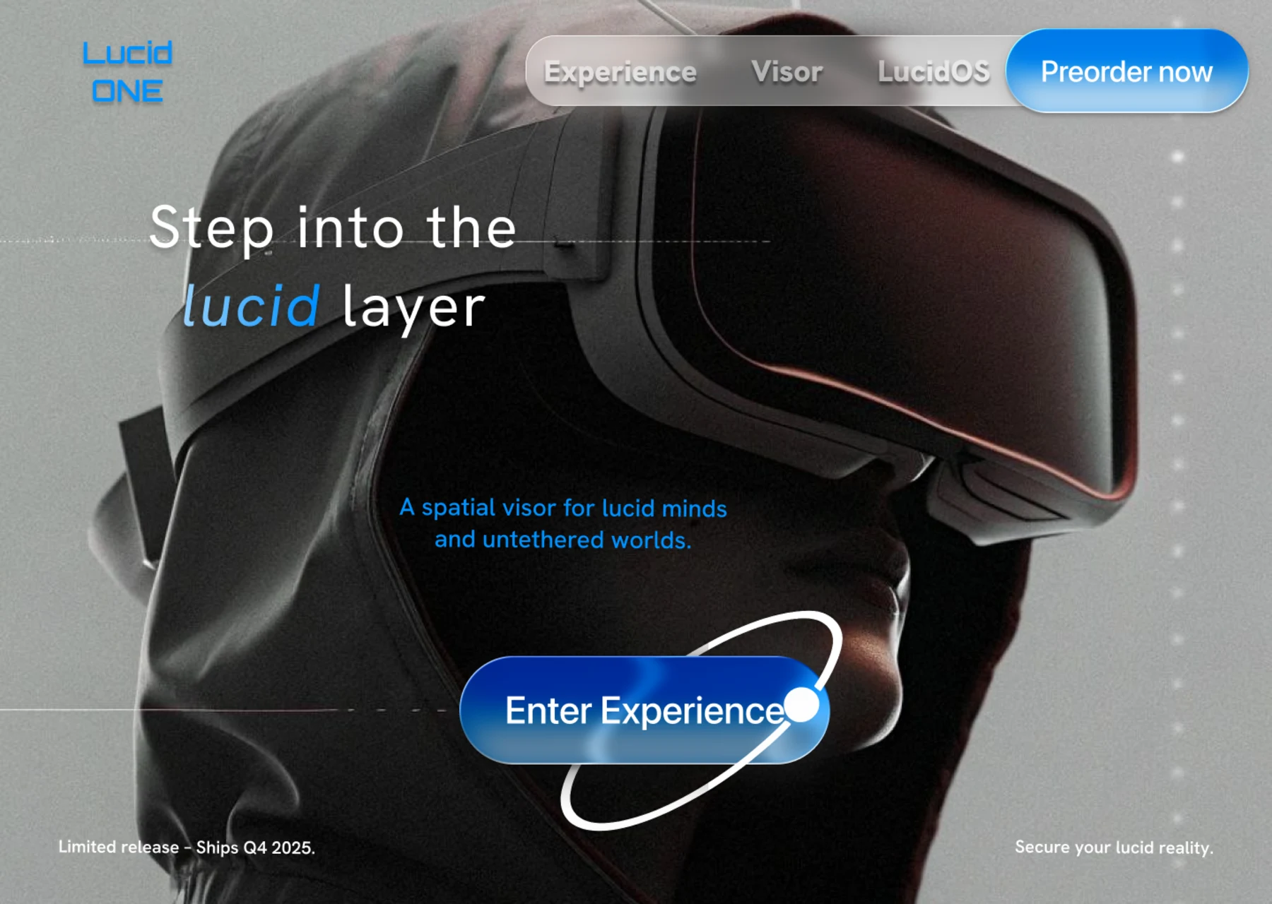  Lucid ONE - Spatial Computing VR Headset Landing and Branding