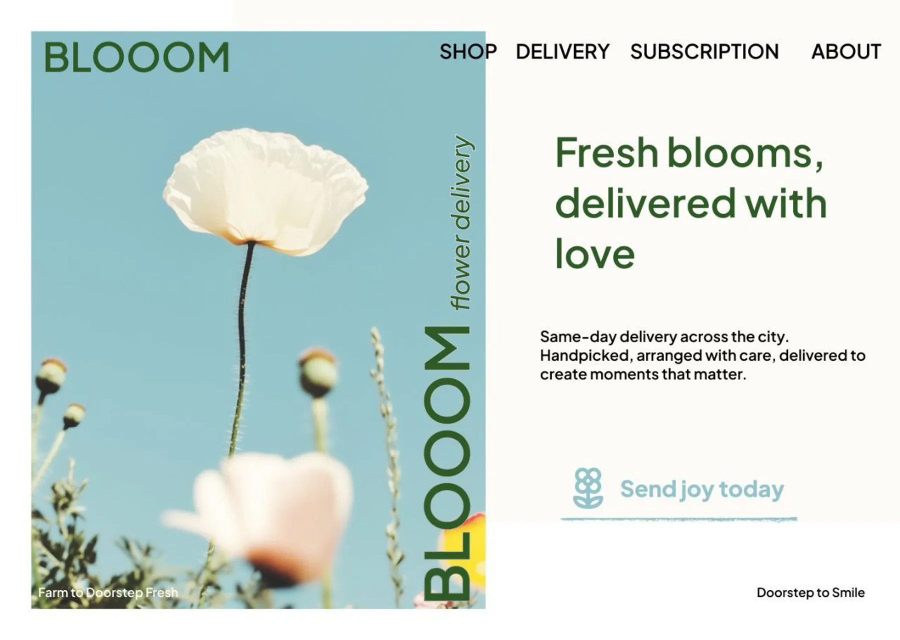 Blooom, flower delivery website, brand and logo