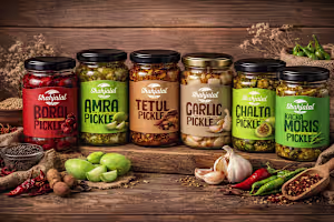Traditional Pickle Label Design & Glass Jar Packaging