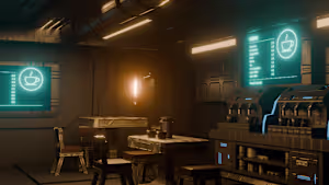 Imagine grabbing a coffee in space ☕🌌 I created this sci-fi...