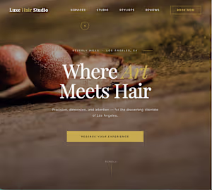 Editorial-style luxury salon site with