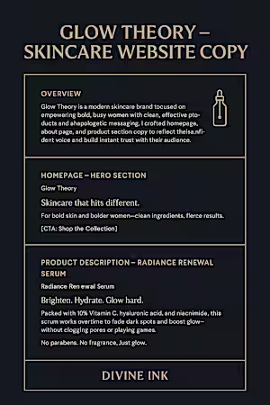Website Copywriting for Glow Theory – Wellness & Beauty Brand