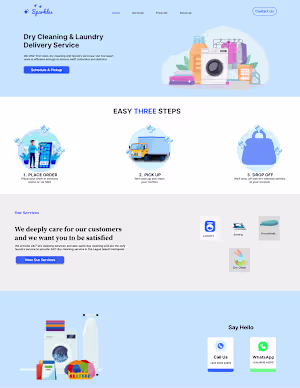 Landing page for laundry website