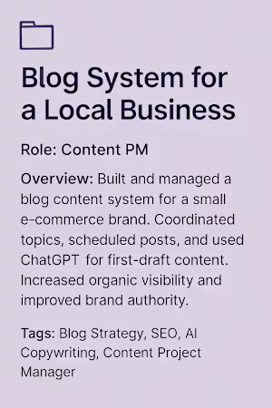 Blog System for Local E-Commerce Brand