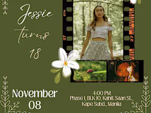 18th Birthday Nature theme digital invitation