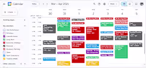A week's view of Calendar