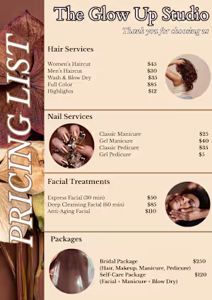 Pricing list - brown