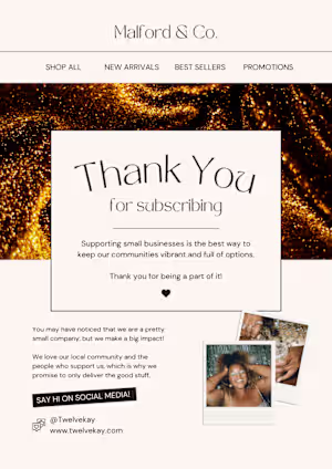 Email newsletter of subscription