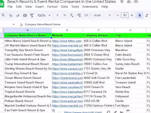 900+ Leads of Beach Resorts & Event Rental Companies