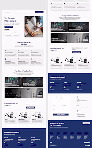 A clean, professional landing page design for a tax consulti...