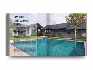 Gray House in the savannah terrain , South Africa