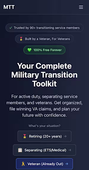 Military Transition Toolkit - full-stack SaaS app helping 10...