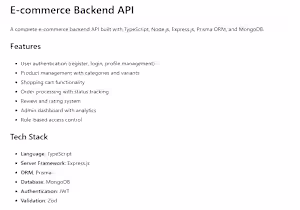 E-commerce Backend
A scalable e-commerce backend