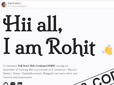 Portfolio - Rohit Kohli