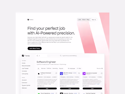 Travay website Landing page design