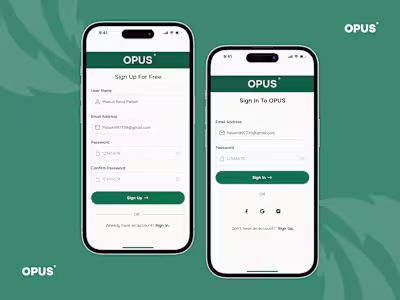 Shopping Mobile app Sign In/Sign Up