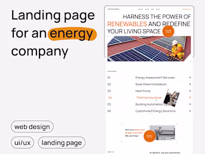 Energy Efficiency Company Landing Page Design
