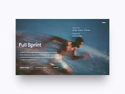 An elegant, cinematic page for a psychological sports film. ...