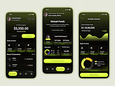Private Investment Club & Finance Mobile App Design Explore ...