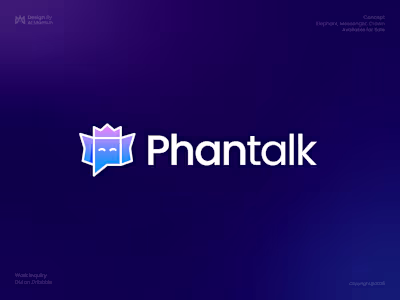 Phantalk- Elephant, Crown, Messenger, Chatting Logo